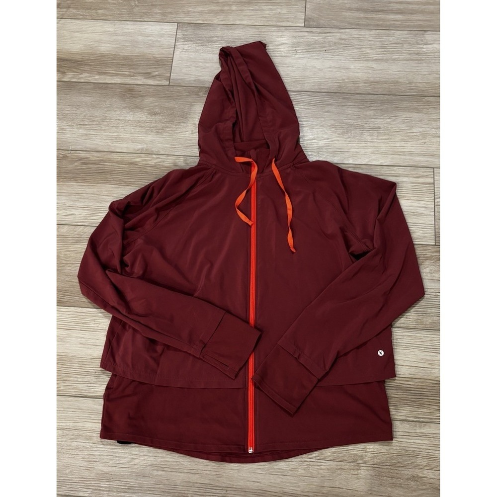 Xersion Yoga Jacket Large Full Zip Hooded Quick Dry Lightweight Layered Look